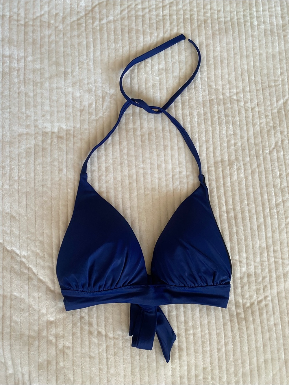 🌼 Victoria's Secret Deep Blue Padded Halter Bikini Top Medium